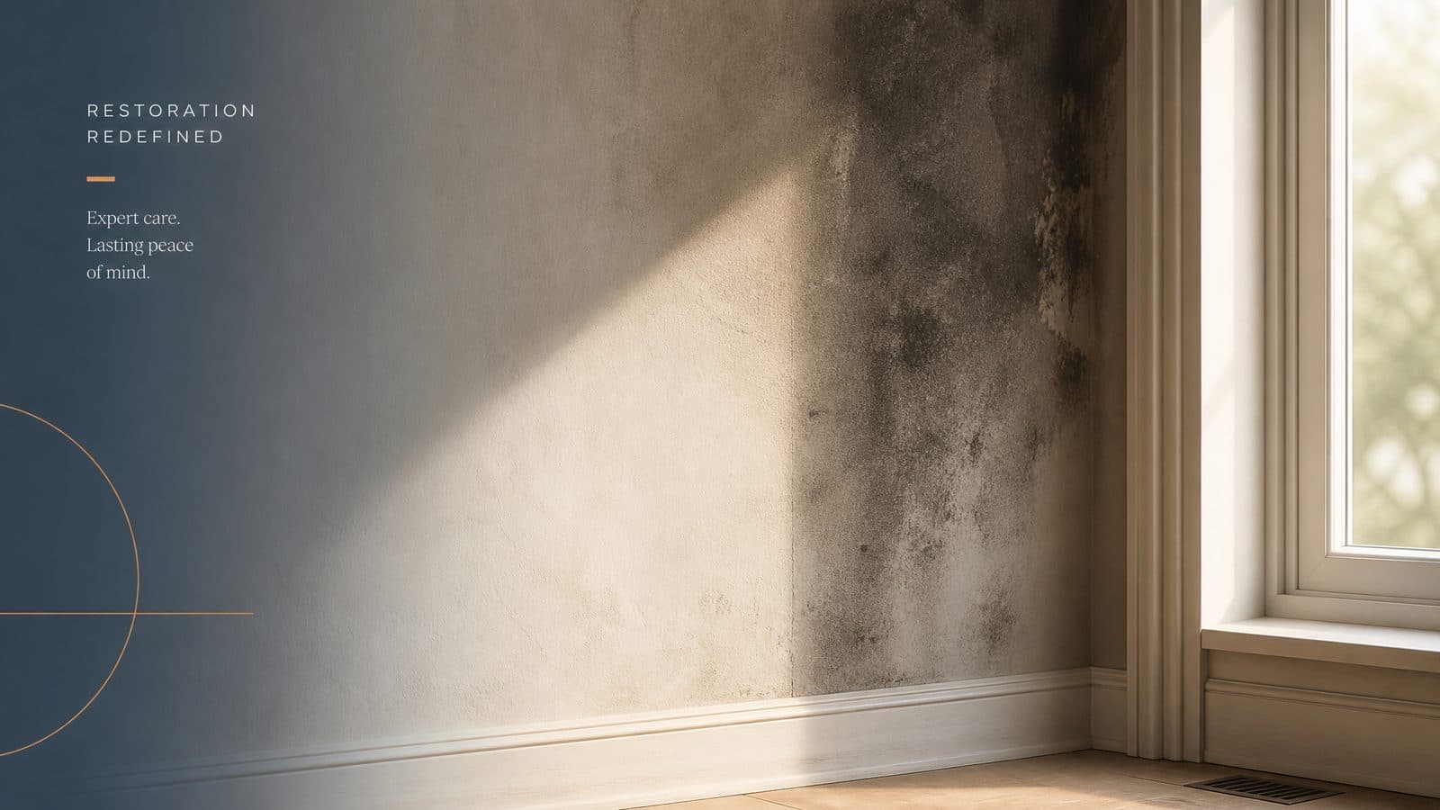 Section of a generic interior wall showing the contrast between a soot-affected area and a freshly cleaned area.